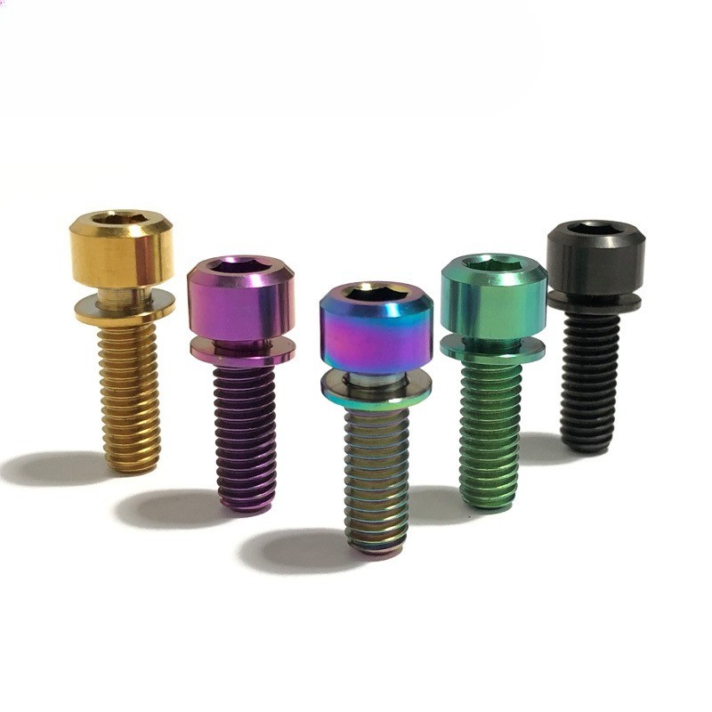 M6 Titanium Bolt Cylindrical Hex Head with Washer Screw for Bike Handlebar Stem