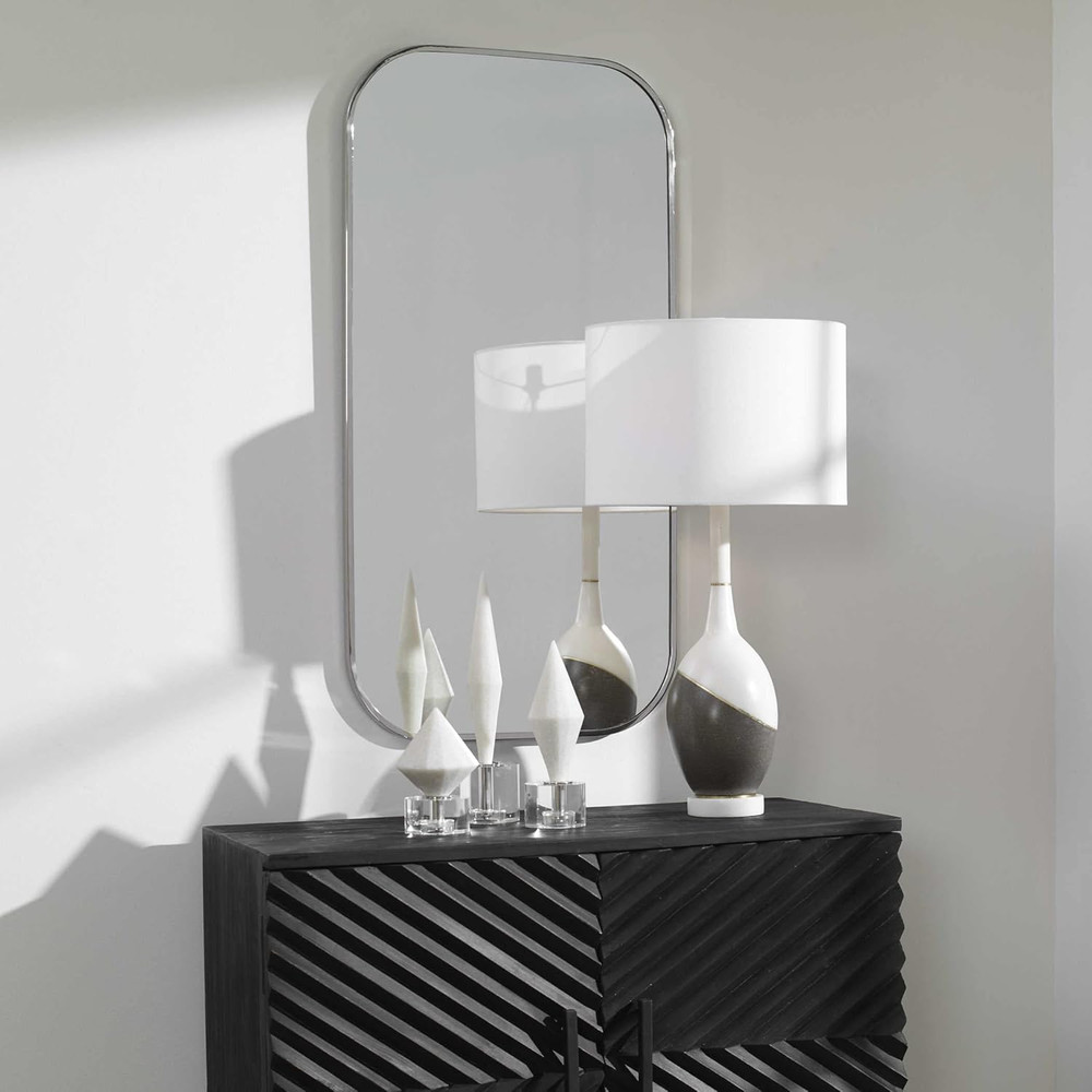 TAFT Polished Nickel 21x41" Elegant Rectangular Wall Mirror