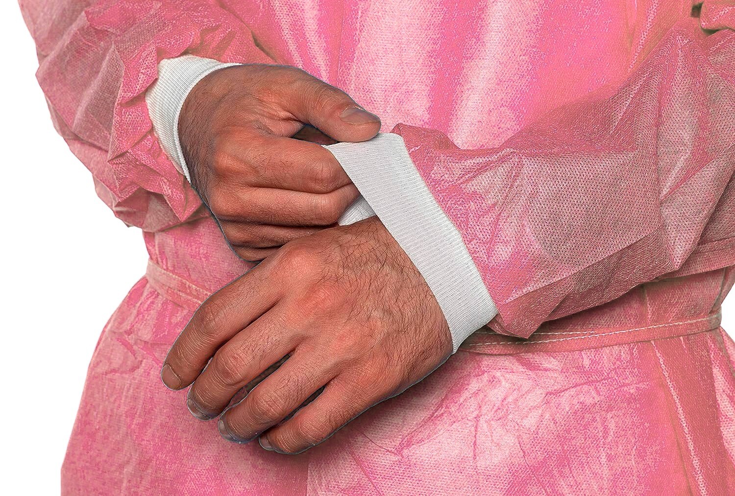 50 Pink 30g Disposable Isolation Gowns for Medical Lab Hospital, Knitt Cuff