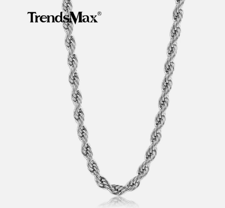2/3/4/8/10MM Mens Silver Stainless Steel Necklace Twisted Rope Link Chain 18-26"