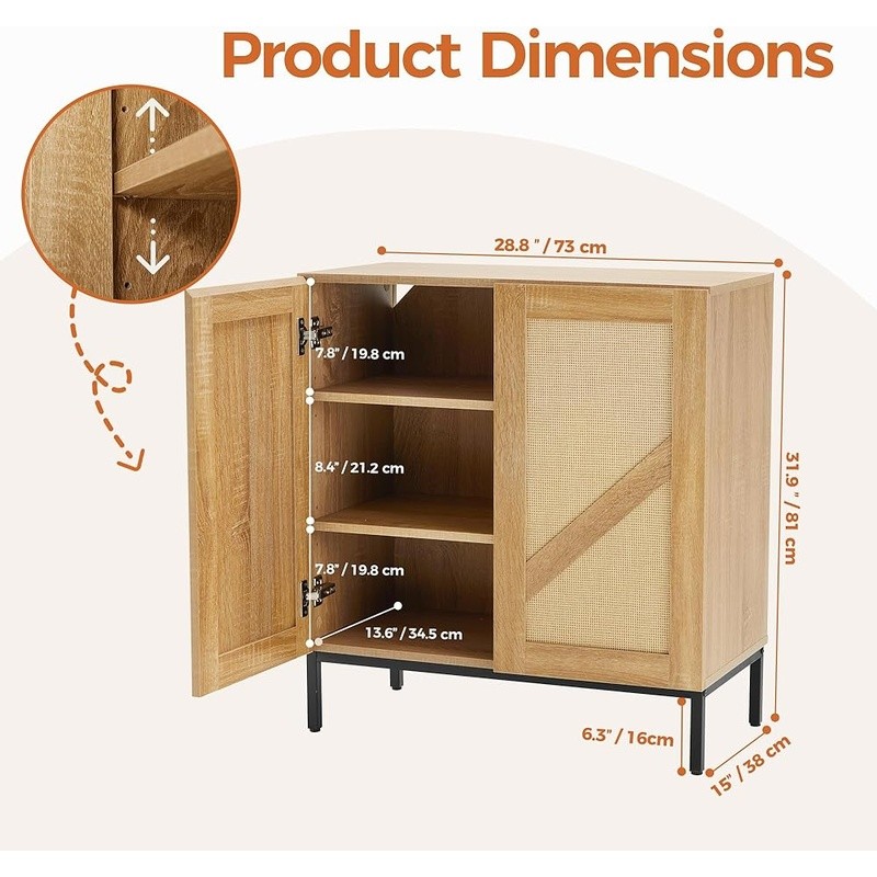 Multi-Purpose Buffet Cabinet Adjustable Shelves Storage Sideboard Kitchen Office