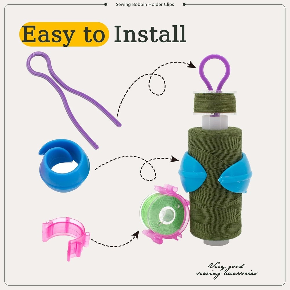 142pcs Bobbin Thread Organizing Clips Set Bobbin Thread Buddies Kit Spool Hugger