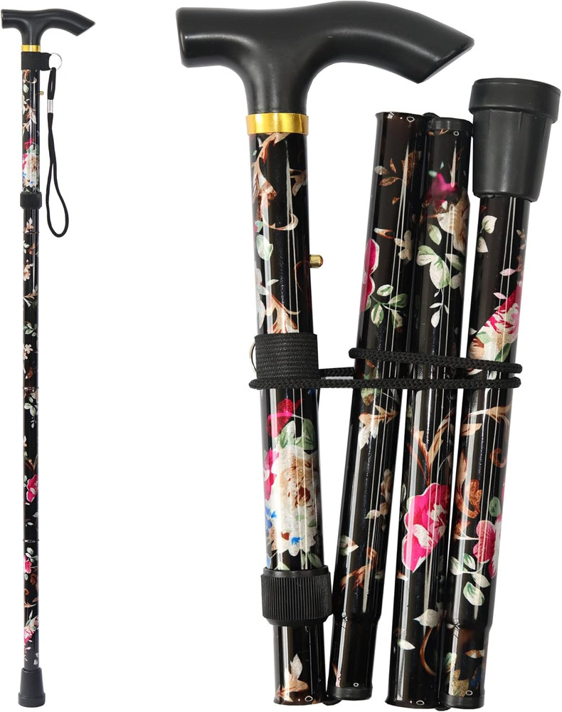 Folding Cane, 5-Level Adjustable Height Lightweight Portable Foldable Walking Ca