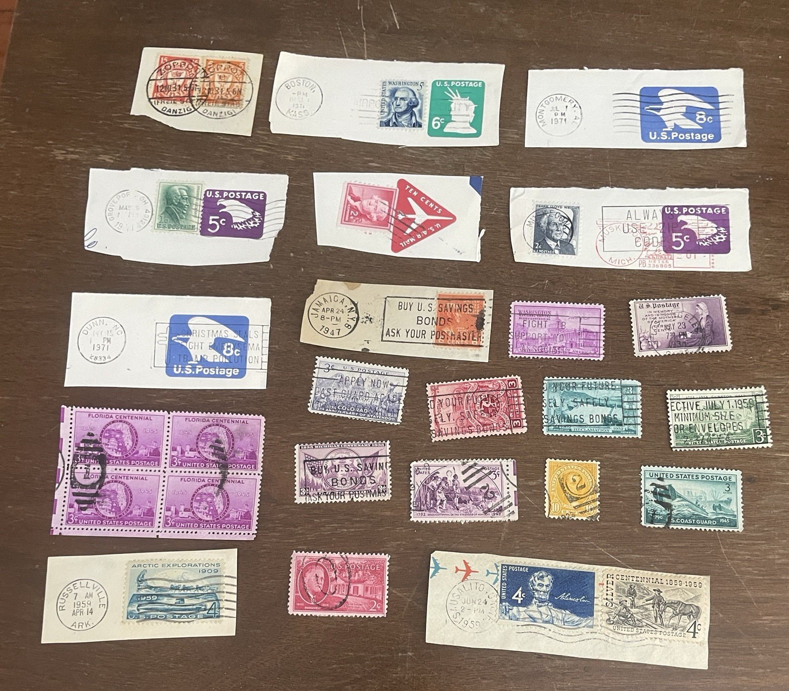 US Stamps Large Lot Postmarks Most On Paper Varying Years