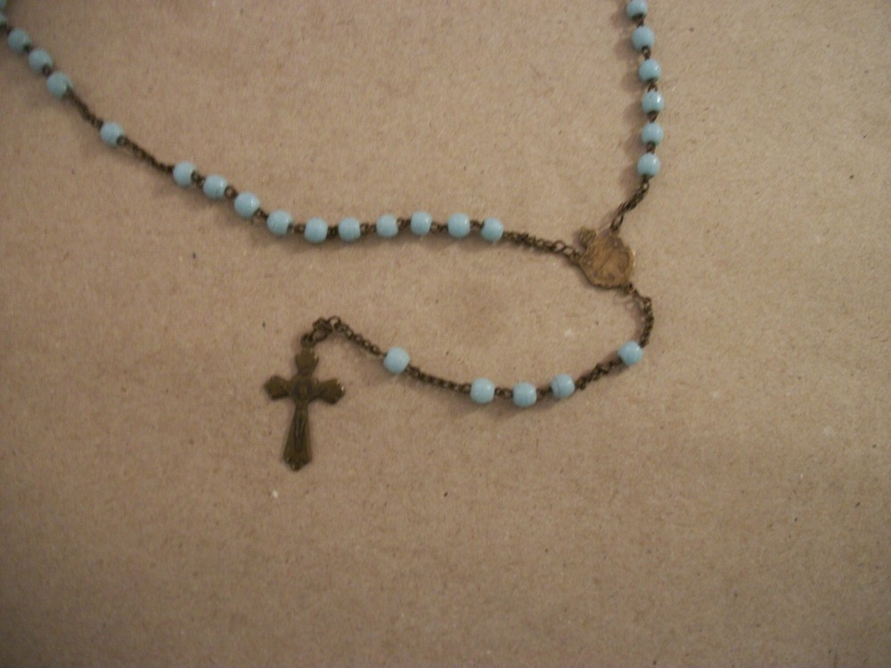 Vintage 13.5" Light Blue Plastic Rosary Prayer Beads