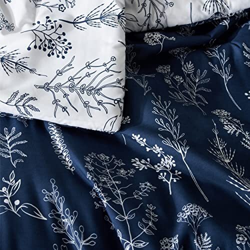 Comforter Set - Navy Comforter, Cute Floral Bedding Comforter King 24 - Navy