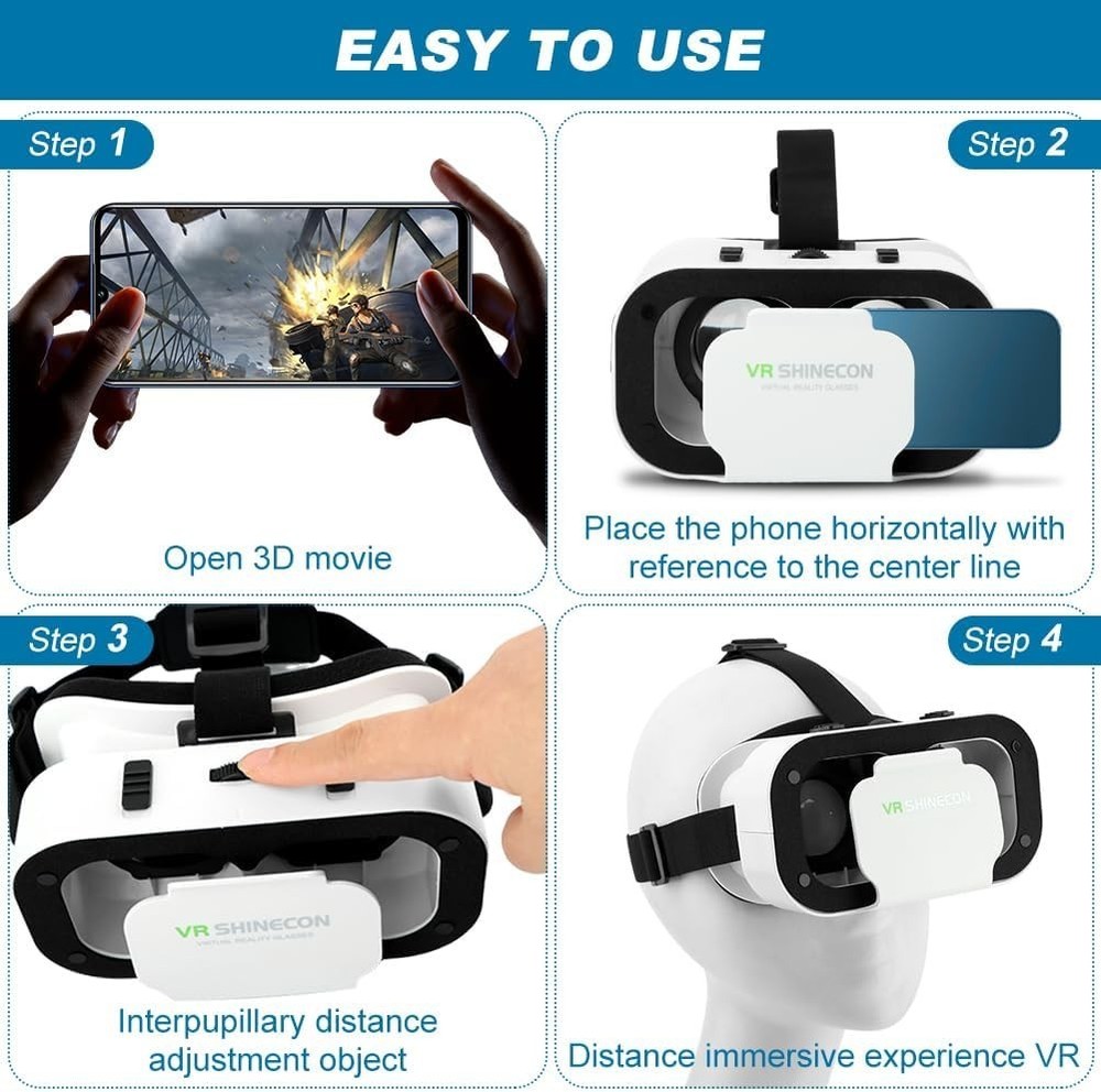 V5 VR Headset: 3D Glasses for Mobile, Bluetooth Remote & Adjustable Distance