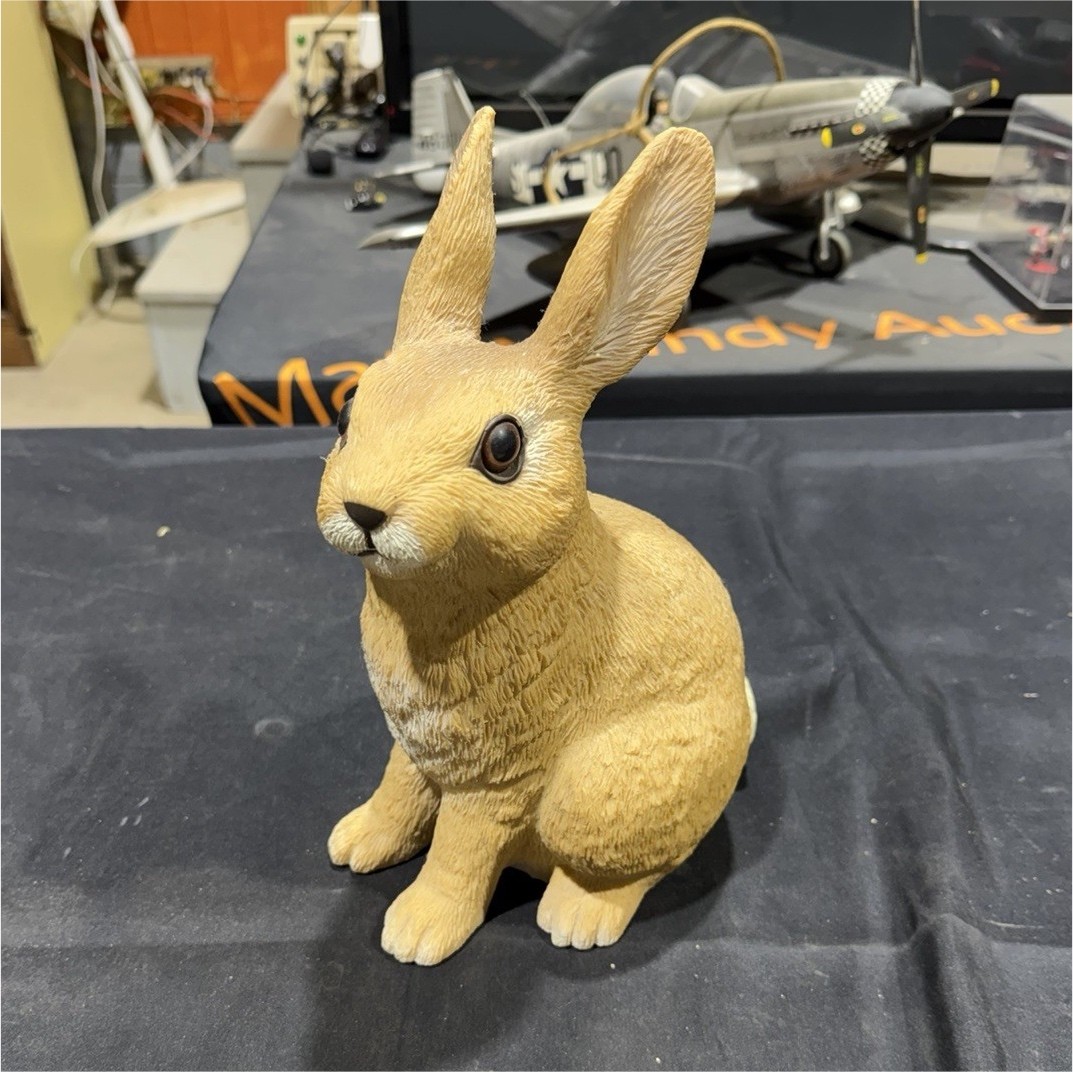 Garden Rabbit Figurine Collectible Tan with White Tail