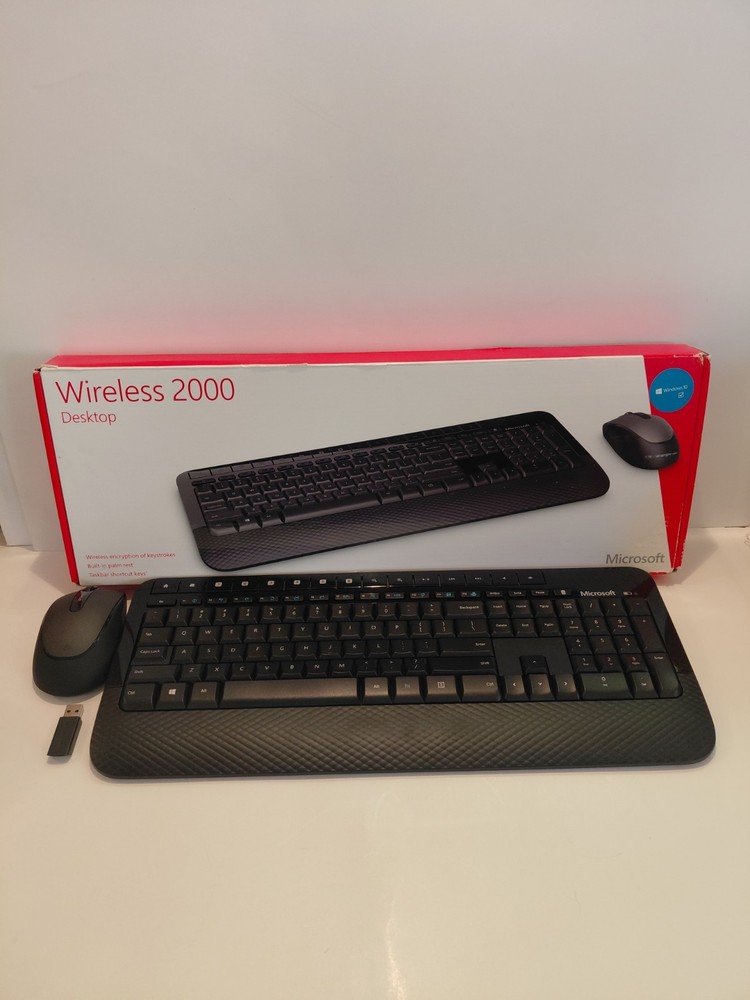 Microsoft Wireless Desktop 2000 Keyboard Mouse USB Dongle Combo Tested Works