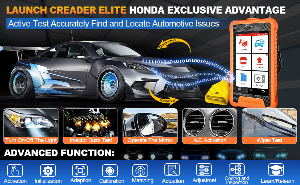 2024 LAUNCH Creader Elite For HONDA OBD Scanner Diagnostic Tool ABS SRS Reset