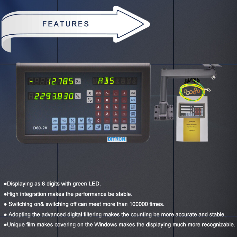 2Axis Multi-function Metal DRO Digital Display,IP67 Precision Magnetic Scale Kit