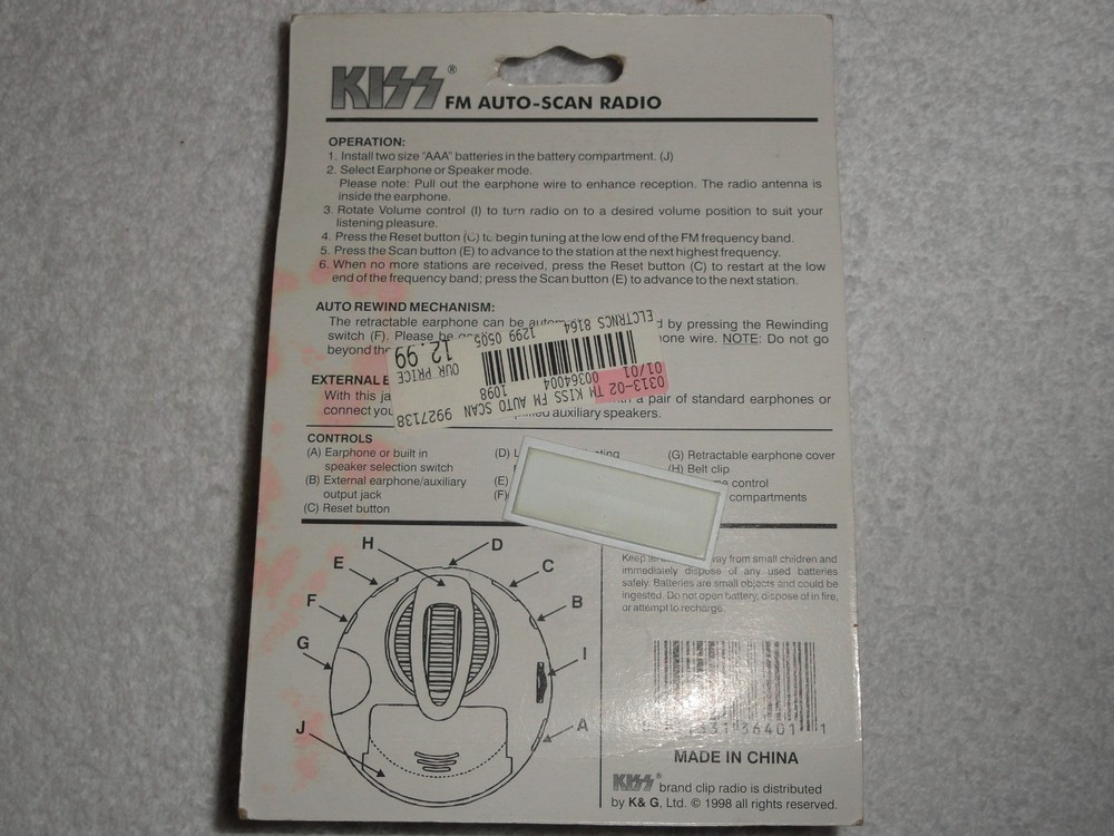 KISS FM Auto Scan Radio/Vintage Headband/Wristband/Finger Board/Magnets Lot