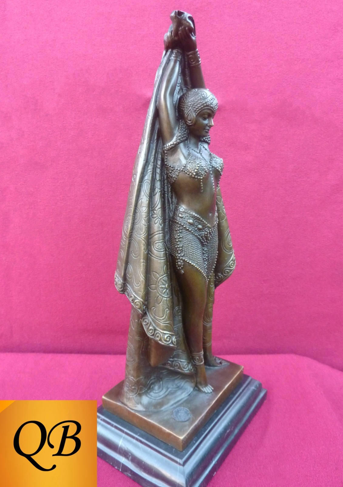 ART DECO BRONZE FIGURINE ANTINEA SCULPTURE STATUE EGYPTIAN LADY FIGURE