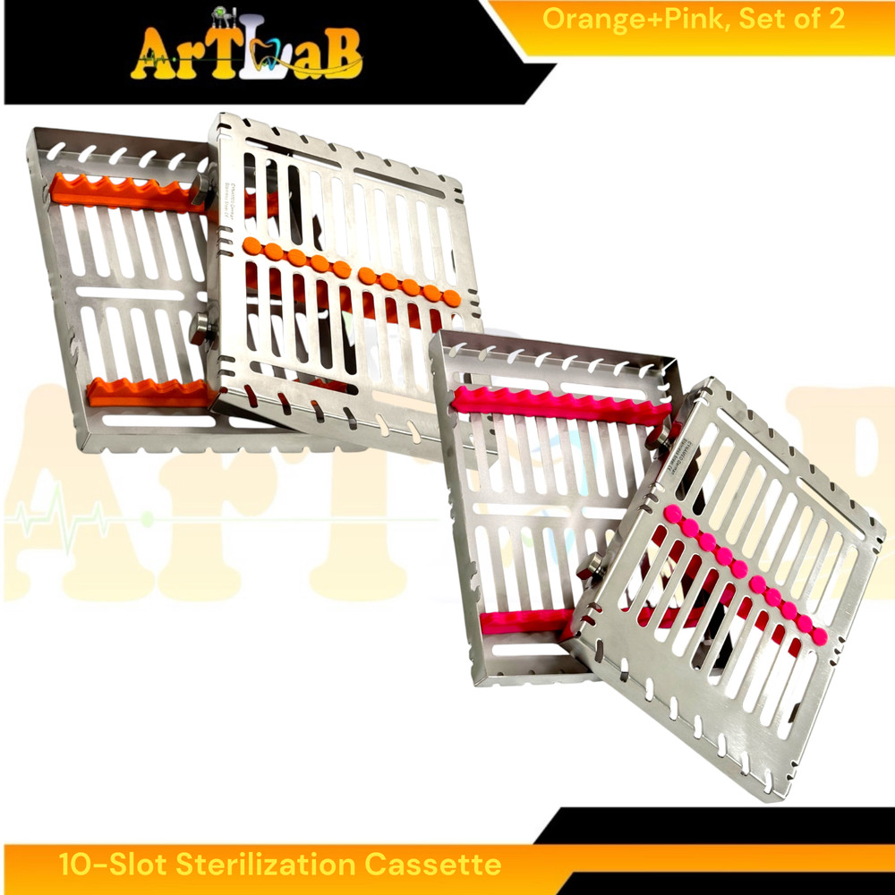 2pcs Sterilization Rack Box with Detachable Lids & Button Locks, 10 Slot Each
