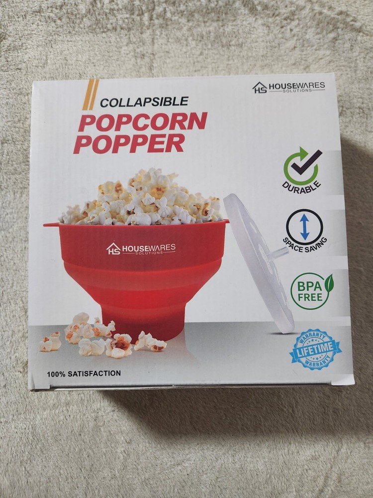 Collapsible Popcorn Popper Silicone Microwave Turquoise NEW