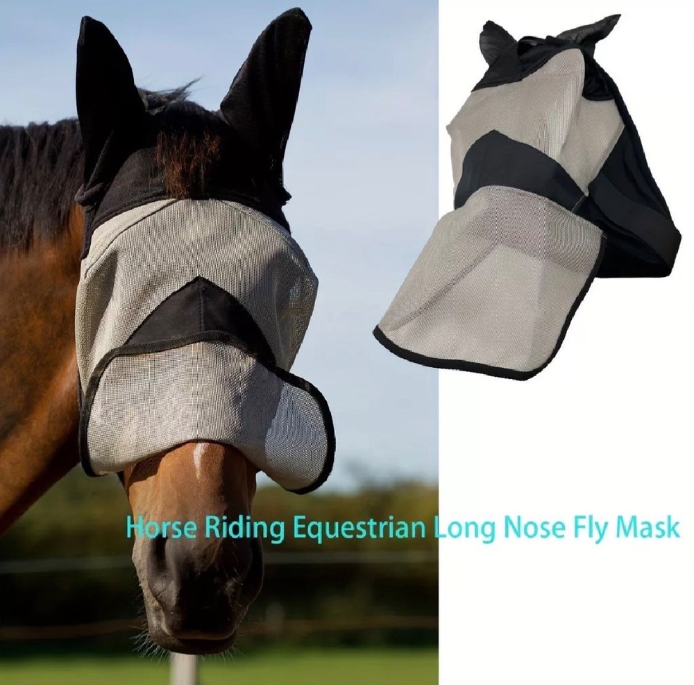 Horse Fly Mask with Long Nose | Full Coverage | Polyester | Full Size