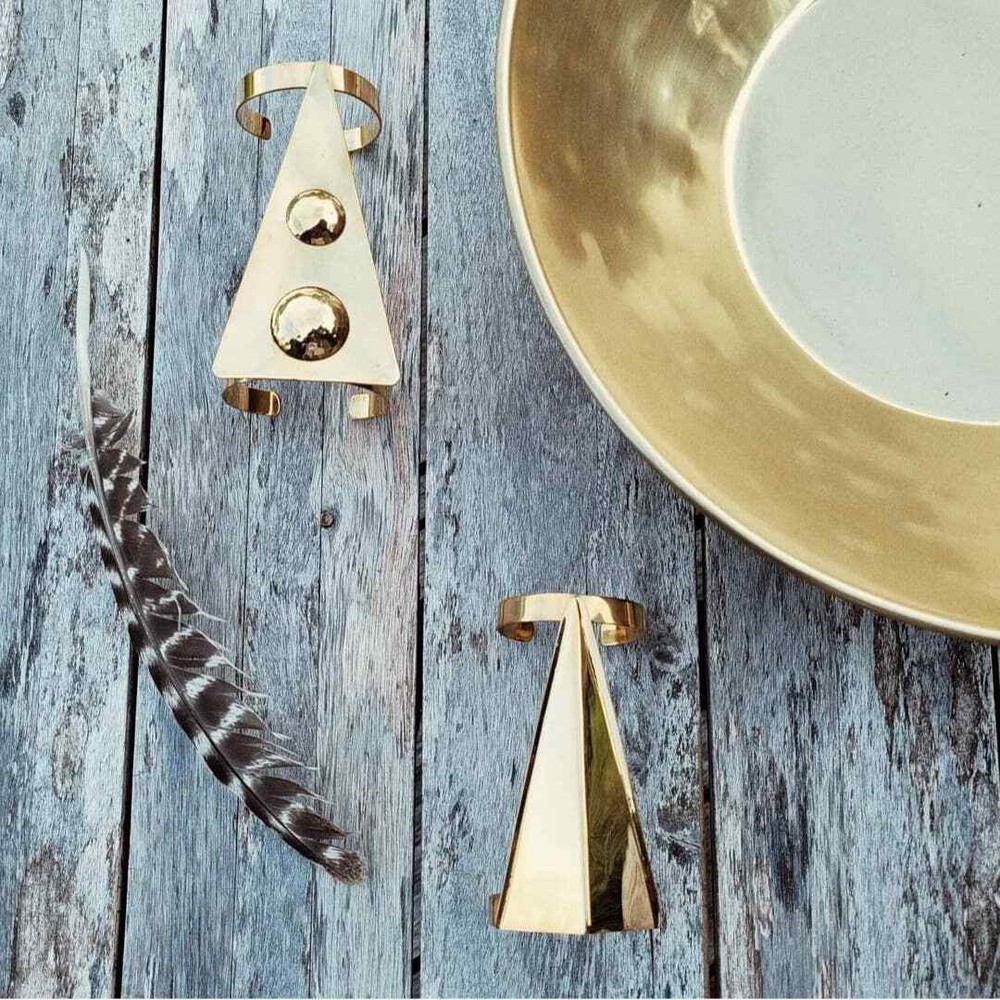 Tribal Discs solid brass Cuff bracelet