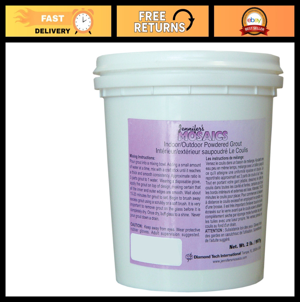 Premium White Powdered Sanded Grout - 2 LBS for Tile & Flooring Projects