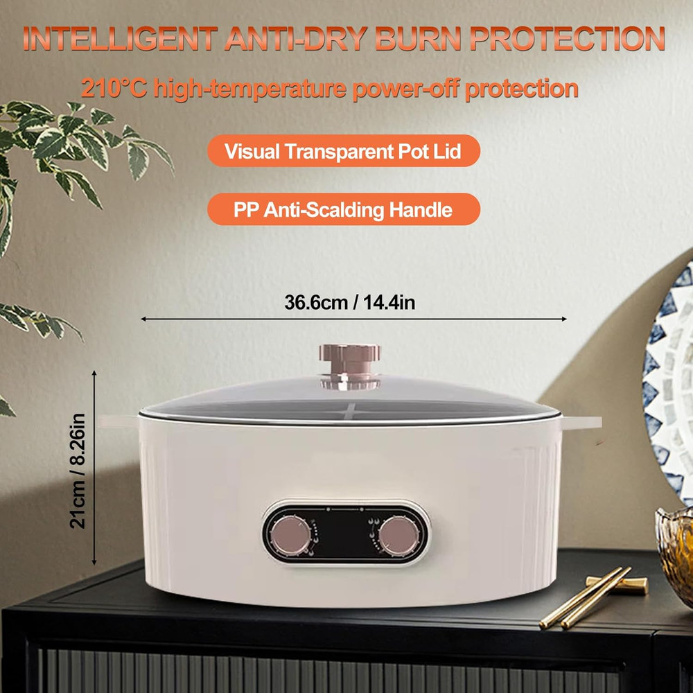 Four Grid Multifunctional Stew Pot, Electric Pots 4 Compartment, 6L Large Capaci