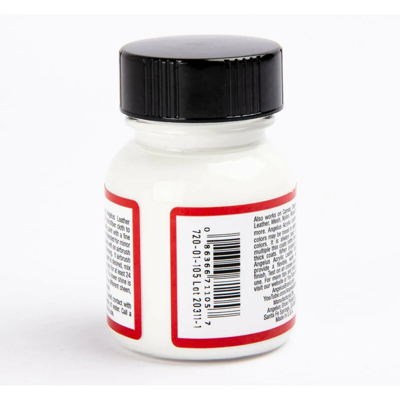 Angelus Acrylic Leather Paint Water Resistant Flat White/Flat Black Color 1 oz