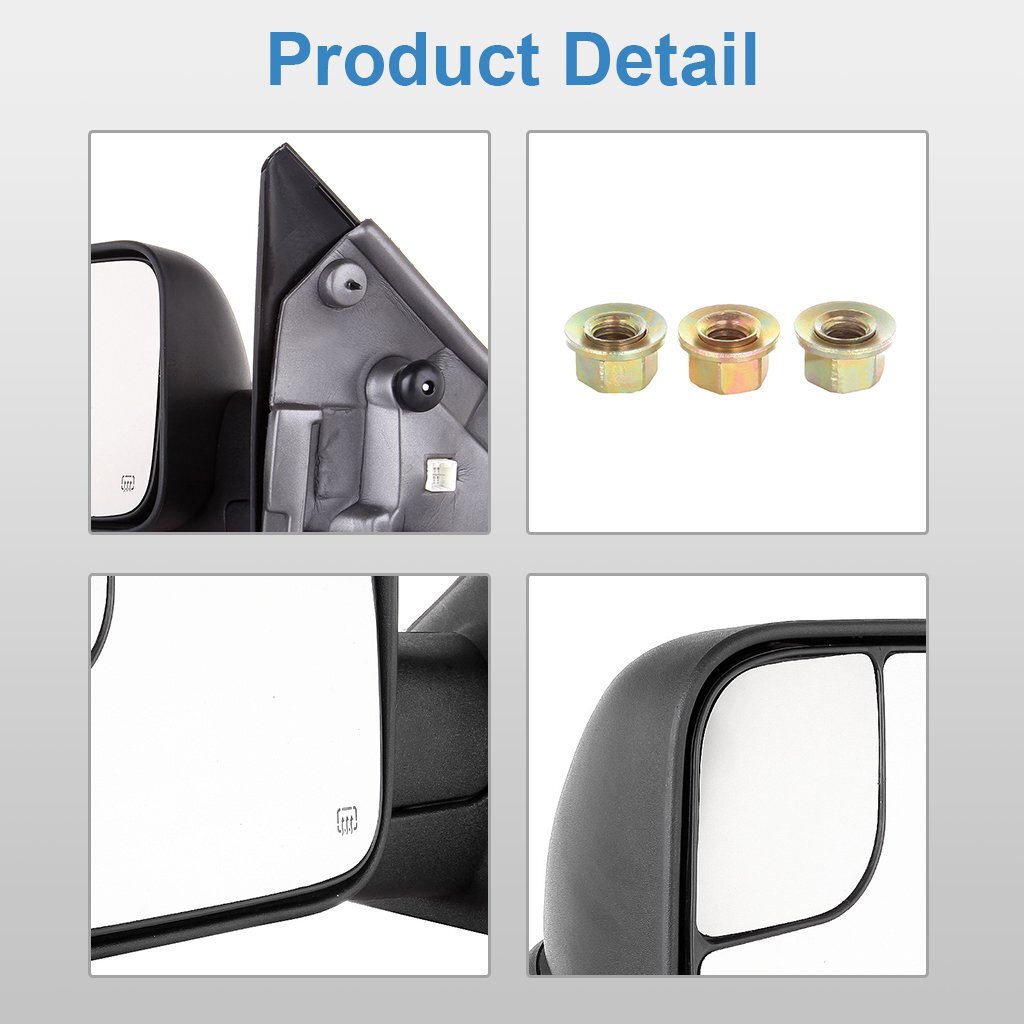 Driver Side Power Heated Tow Mirror For 03-08 Dodge RAM 1500 2500 3500 Black