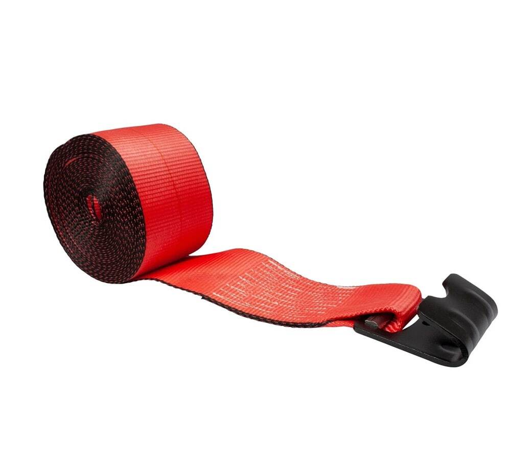 (20 Pack) 4" x 30' Winch Strap with Flat Hook - Red