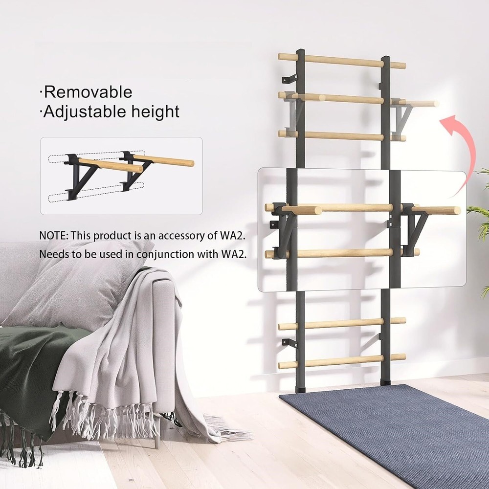 DHT DW-S Adjustable Parallel Dip/Pull-Up Bar Assembly For WA2 Stall Bar Gym