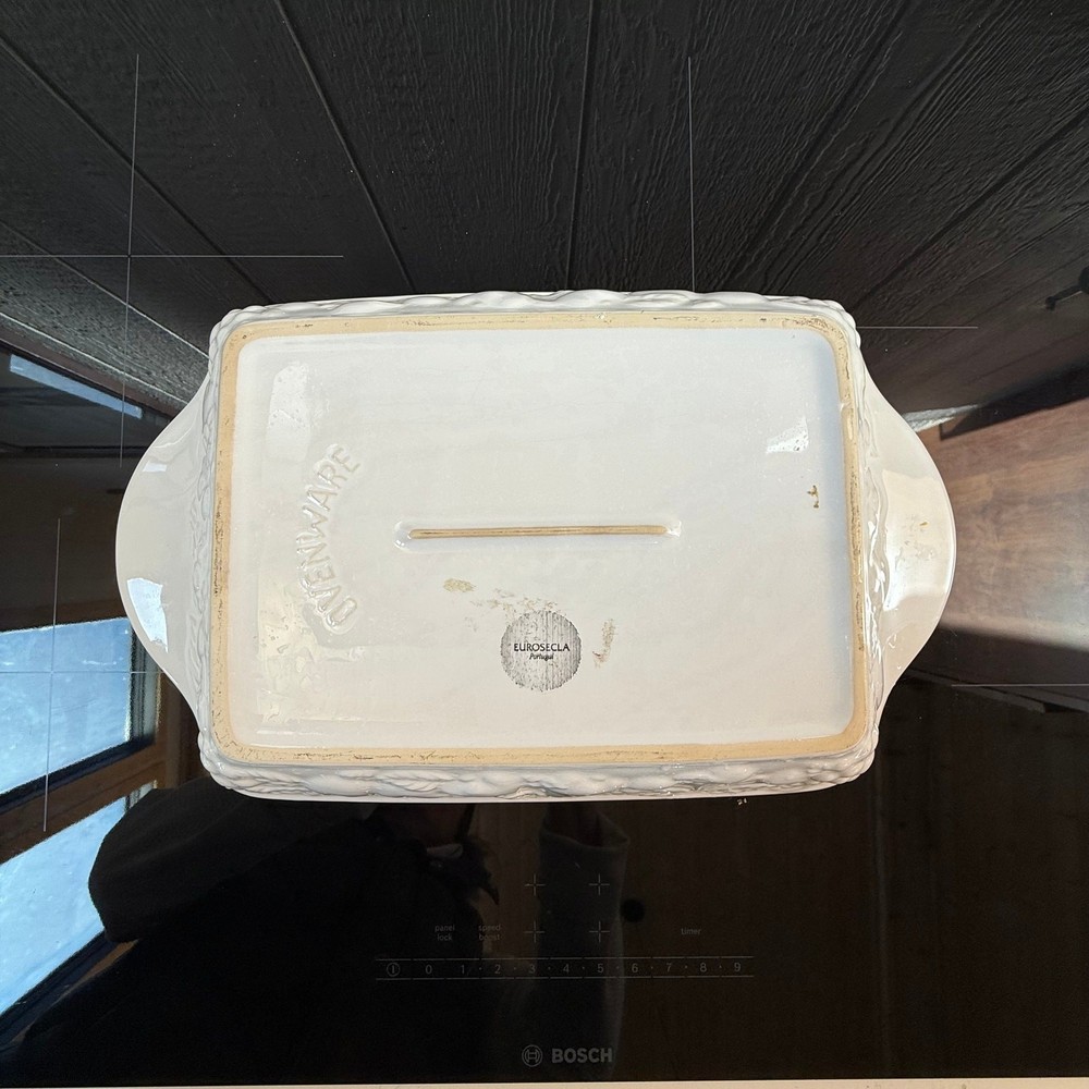 Eurosecla Portugal Embossed Fruit Pattern Rectangular Baking Dish Handles