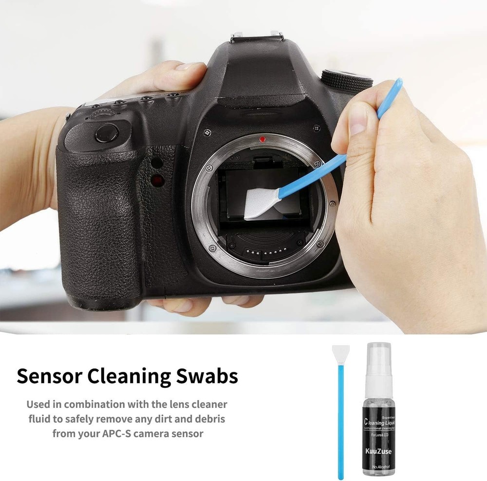 Optical Lens Cleaning Kit: 30ml Solution, Swabs, & Microfiber for DSLR Cameras