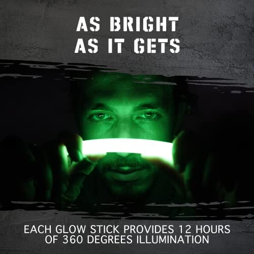 Emergency Glow Sticks with 12 Hours Duration, Individually 12 Pack Green