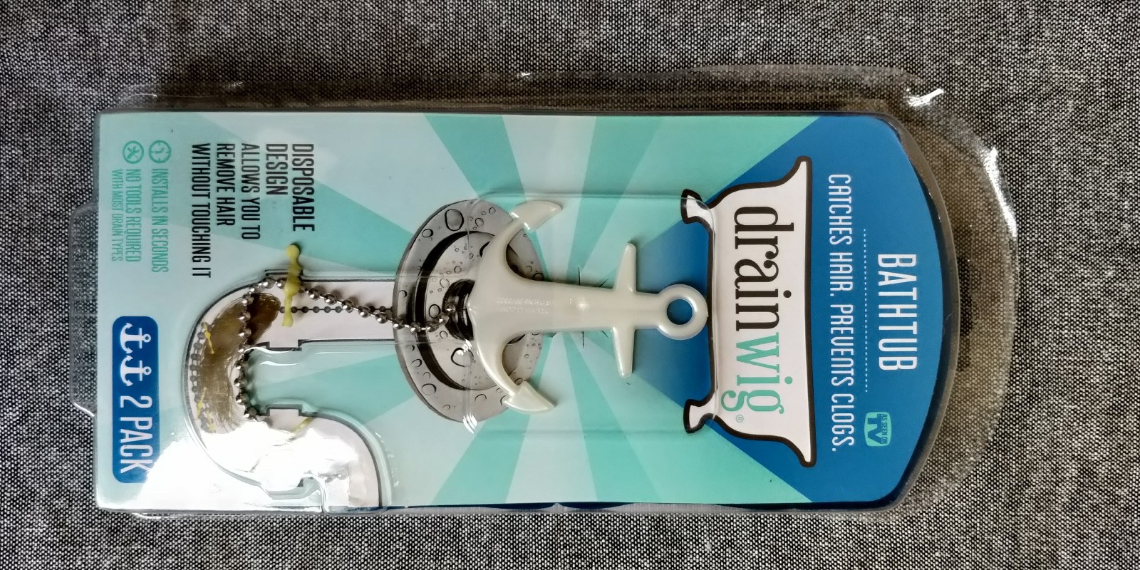 AS SEEN ON TV DRAIN WIG 2 PACK CATCHES HAIR AND PREVENTS CLOGS