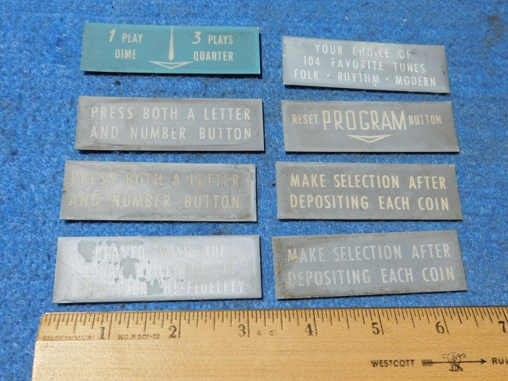 Wurlitzer 1900 2000 2104 Pricing and Program Holder Inserts - 8 pieces