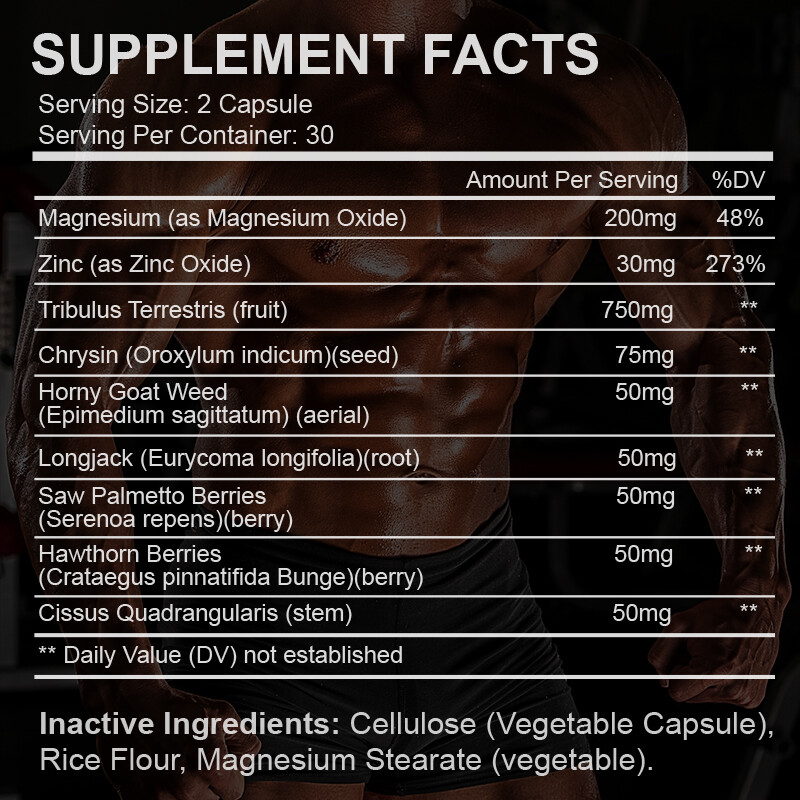 Male Enhancement Testosterone Booster 60 Capsules Stamina Pills Men Performance