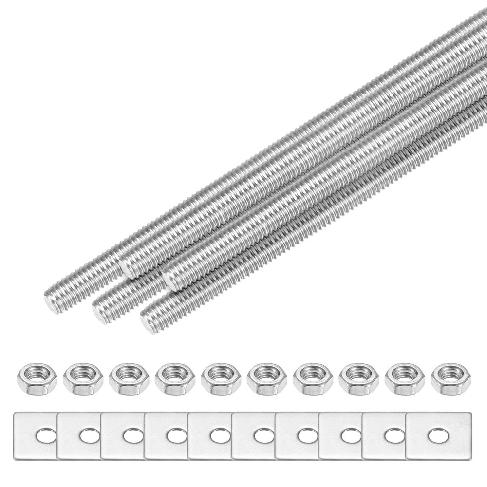 5-Set Fully Threaded Rod, M3x180mm Right Hand Thread Bar Studs with Nuts
