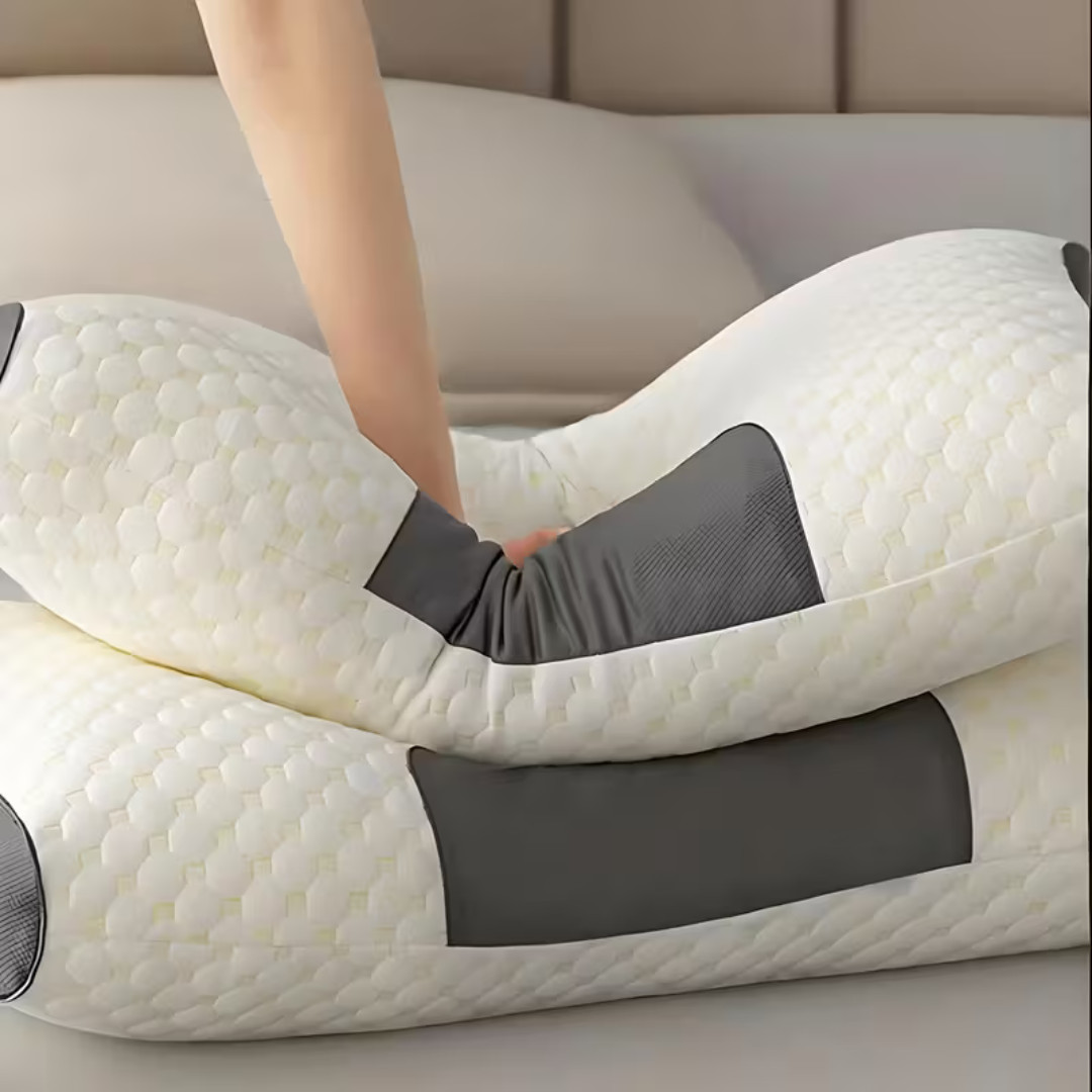 2 PCS ERGONOMIC NECK PILLOW HELP MASSAGE, SOFT, ADJUSTABLE SLEEPING 100%