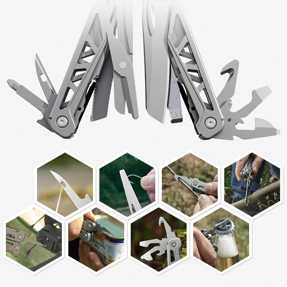 PERWIN Multitool, 17-in-1 Stainless Steel Multi Tool Pliers with Self-Locking