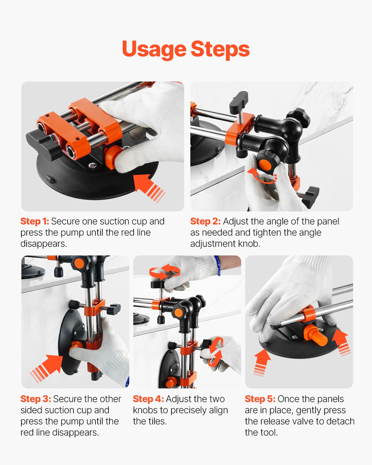 VEVOR Seam Setter 6" Suction Cup 90° - 270° Adjustable Seam Joining & Leveling