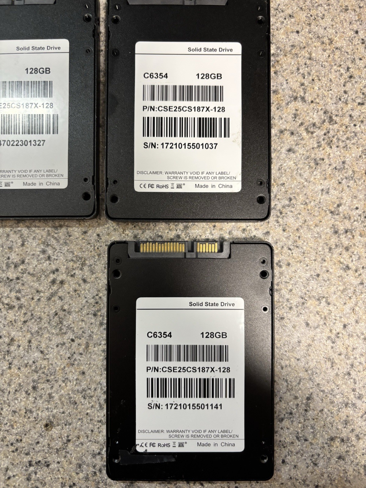 Lot 5 128gb ssd Drives. Cleaned And Tested Good