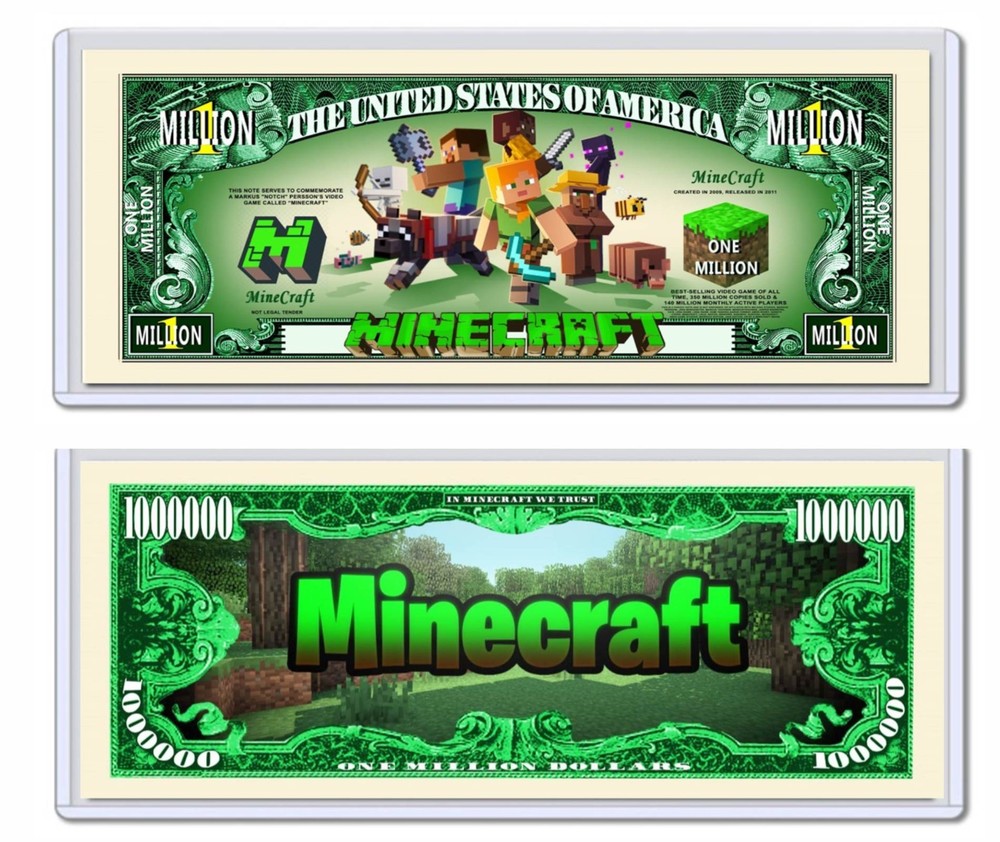OUR MINECRAFT NOVELTY NOTE AND BILL (WITH PROTECTIVE SLEEVE)