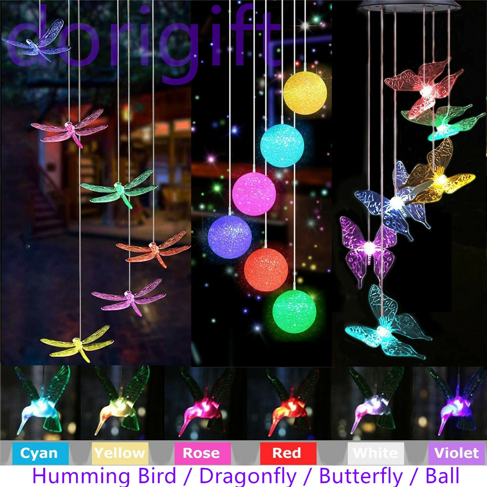 Color-Changing Outdoor LED Solar Powered Wind Chime Light Yard Garden Decor gift