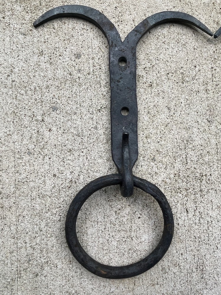 Pair (2) Custom Hand Forged Door Pull Handles Blacksmith Rustic Antique Hardware