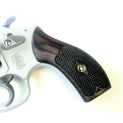Unique Checkered Rosewood J Frame Grips Round Butt