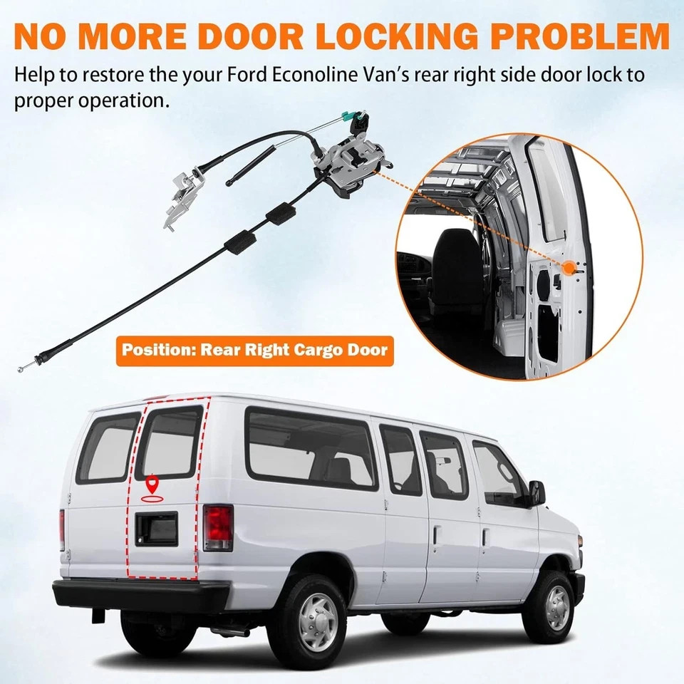 Rear Door Latch Cable & Rod for E150 E250 E350 Right Back Door Cargo Door Right