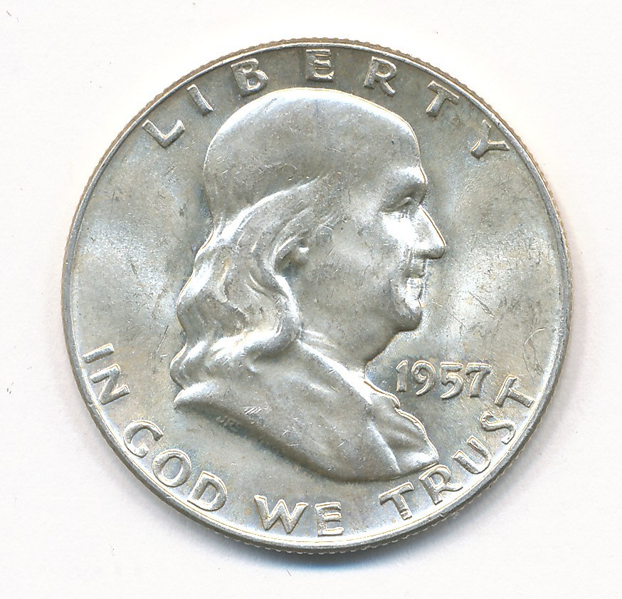 1957 D FRANKLIN SILVER HALF DOLLAR