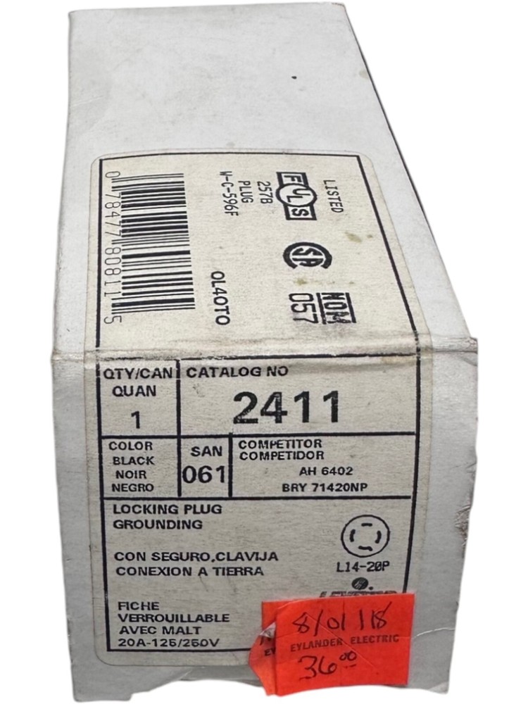 Leviton 2411 Grounding Locking Plug **SALE**