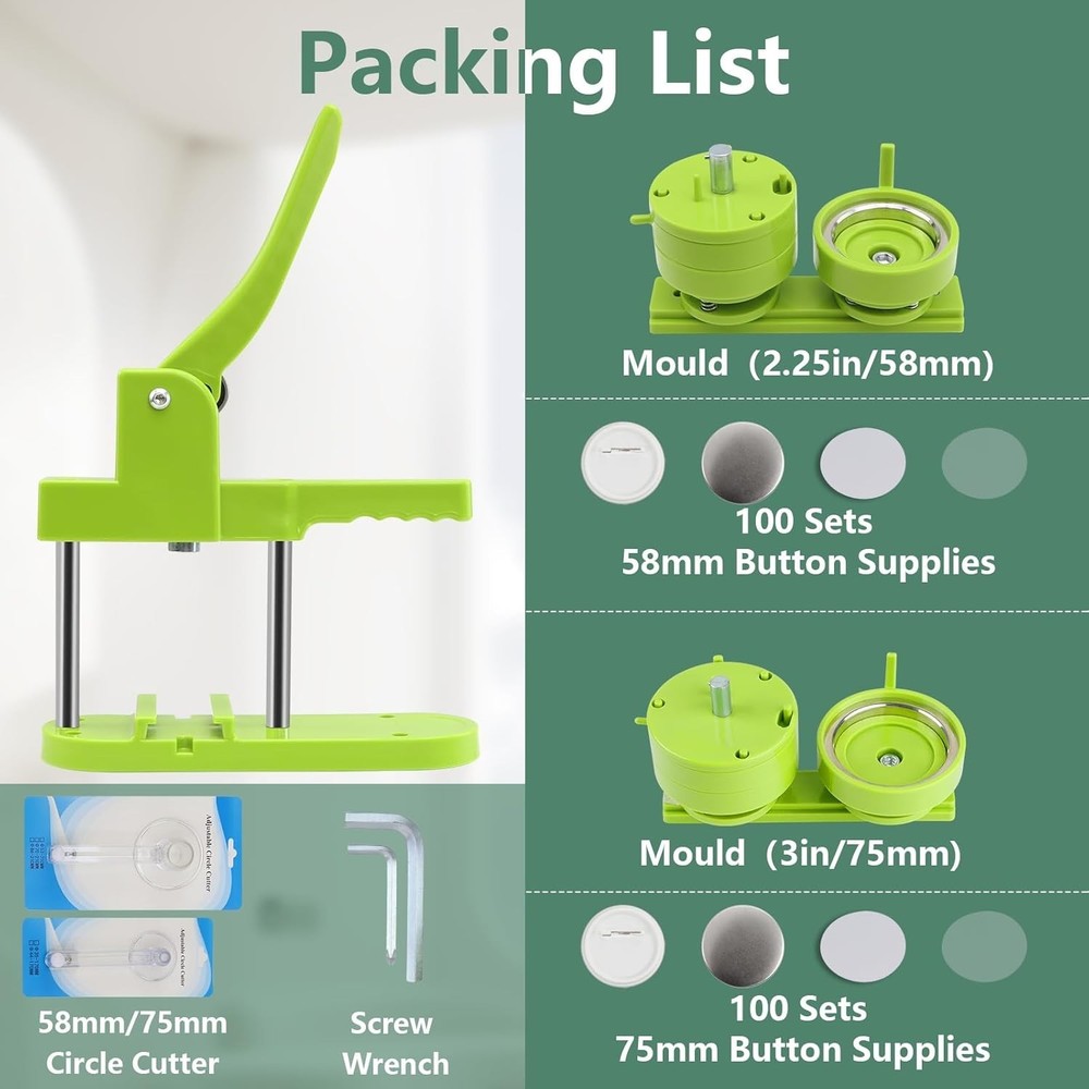 Elegant Crafting Assistant: 200-Piece Button Making Machine for All Skill Levels