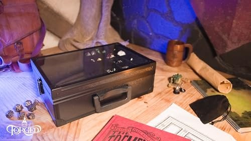 Dice Display Case and Rolling Tray with 3 Removable Divided Dice Trays -