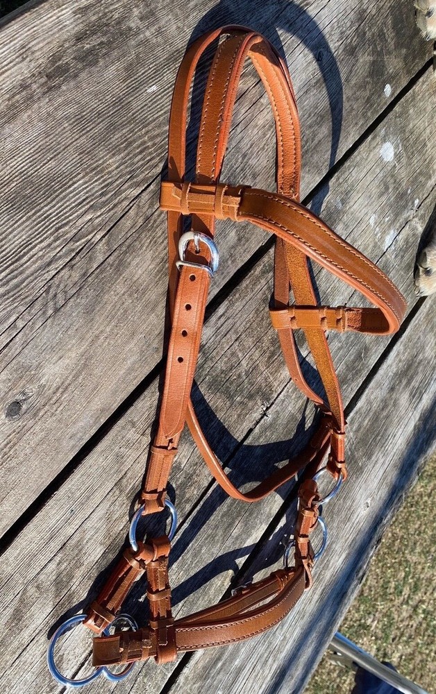 Padded leather Western horse training side pull