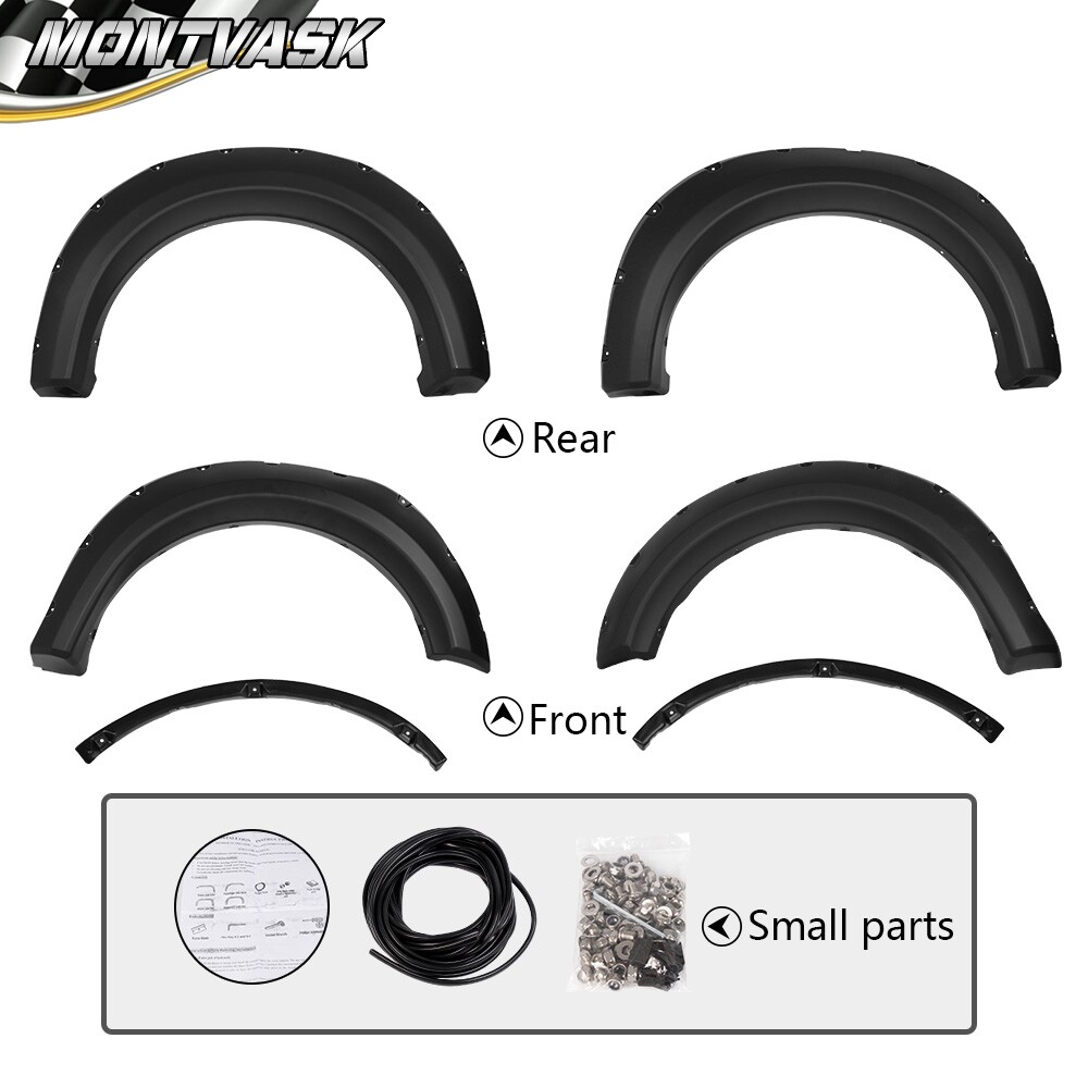 6pcs Pocket Rivet Style Fender Flares Black Fit For 2009-2014 F150 Offroad