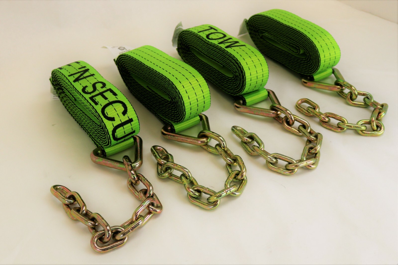4 Pack of 2" x 14' Hi-VIZ TECNIC Webbing Straps with 5/16" x 12" G70 Chain Tails